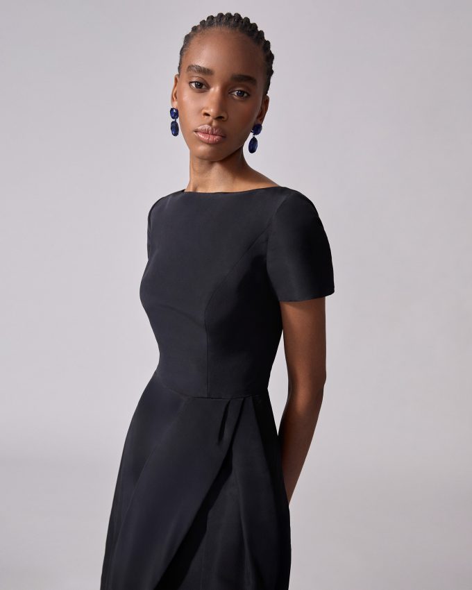 Draped Boat Neck Dress