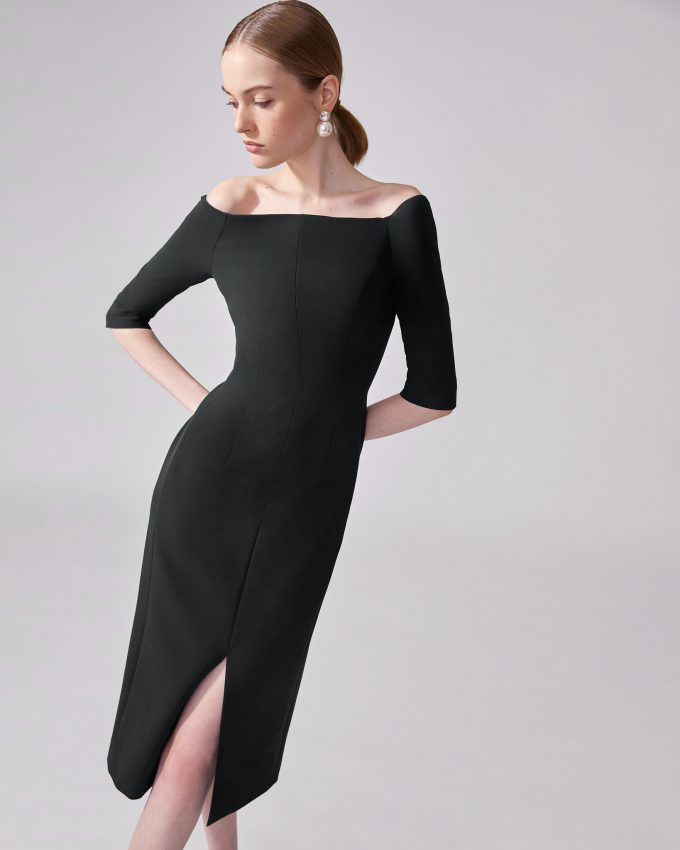 Off-Shoulder Midi Dress