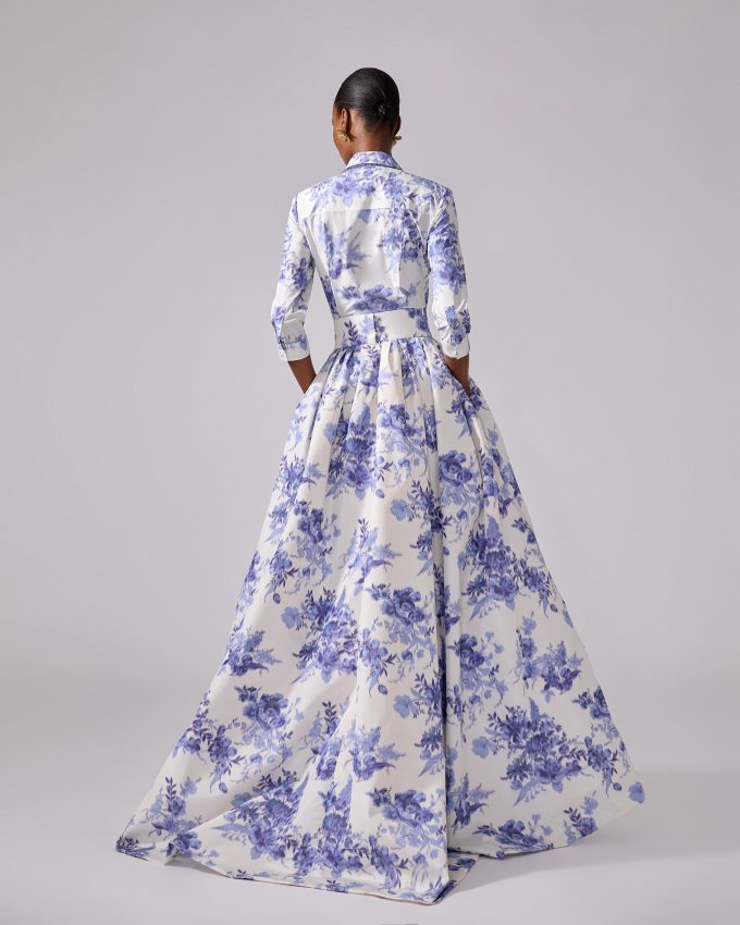Chiné Floral-Print Ball Skirt