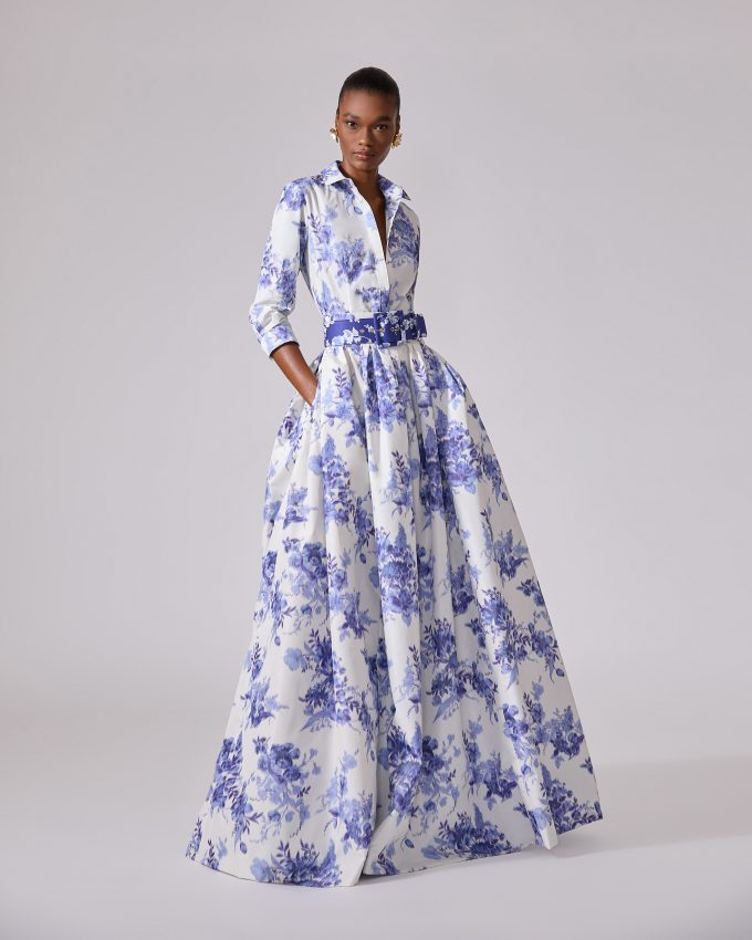 Chiné Floral-Print Ball Skirt