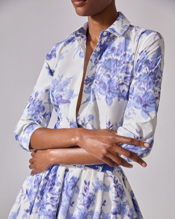 Chiné Floral-Print Icon Shirt