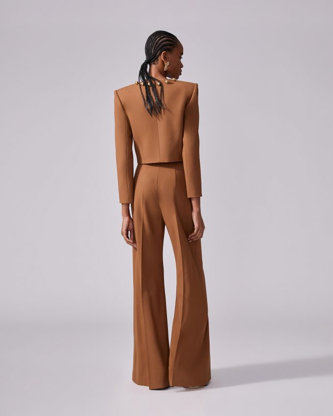 Button-Collar Cropped Jacket