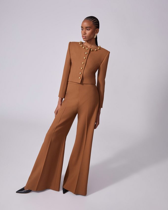 Button-Collar Cropped Jacket
