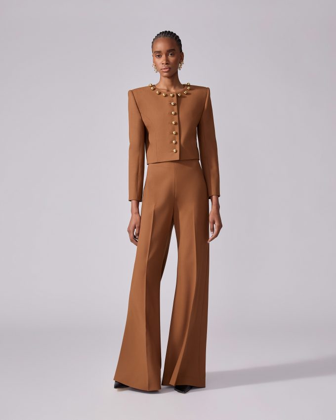 Button-Collar Cropped Jacket