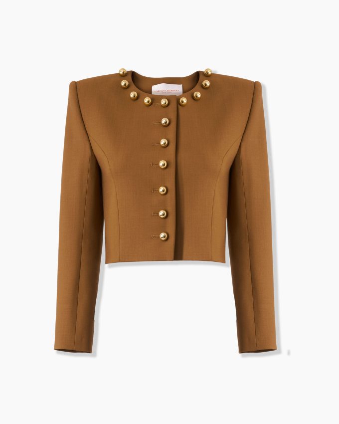 Button-Collar Cropped Jacket