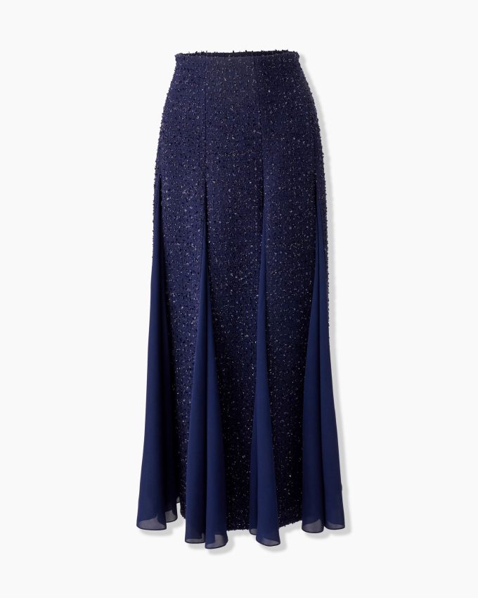 Tweed Midi Skirt with Godets