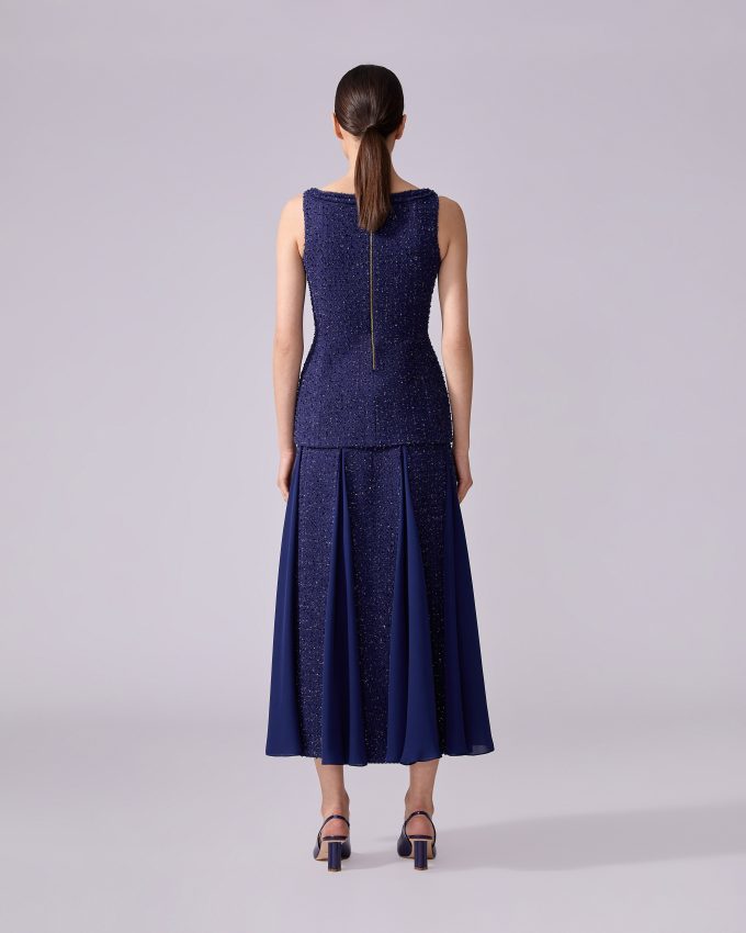 Tweed Midi Skirt with Godets