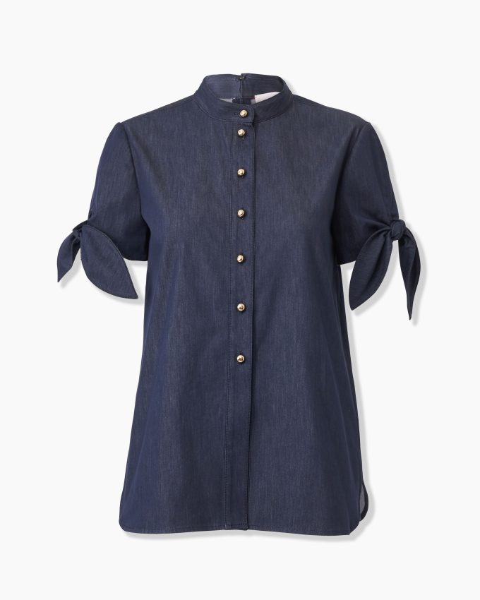 Denim Tie-Sleeve Shirt