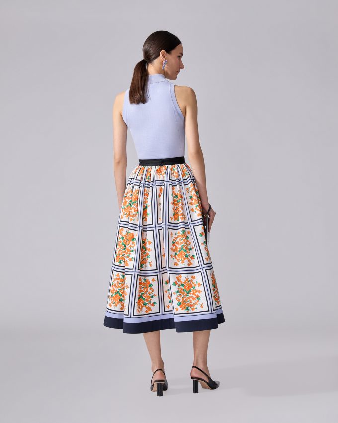 Floral-Print Midi Skirt