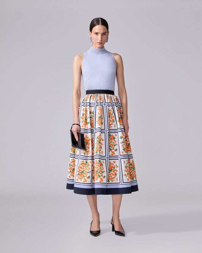 Floral-Print Midi Skirt