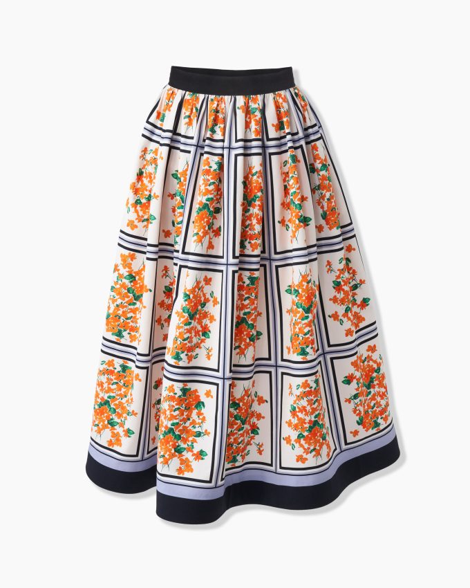 Floral-Print Midi Skirt