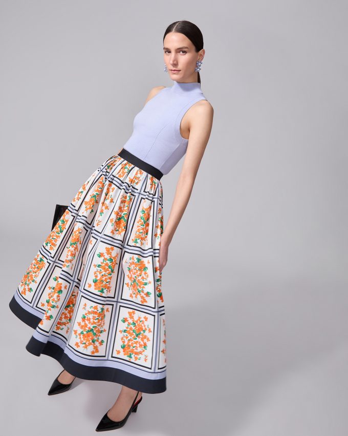 Floral-Print Midi Skirt