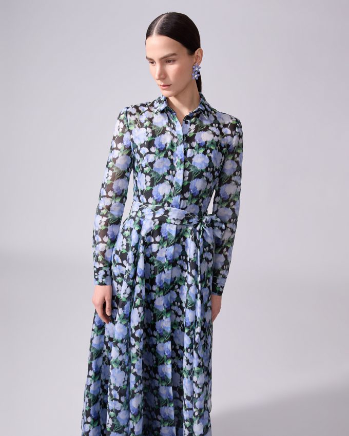 Peony-Print Trench Dress