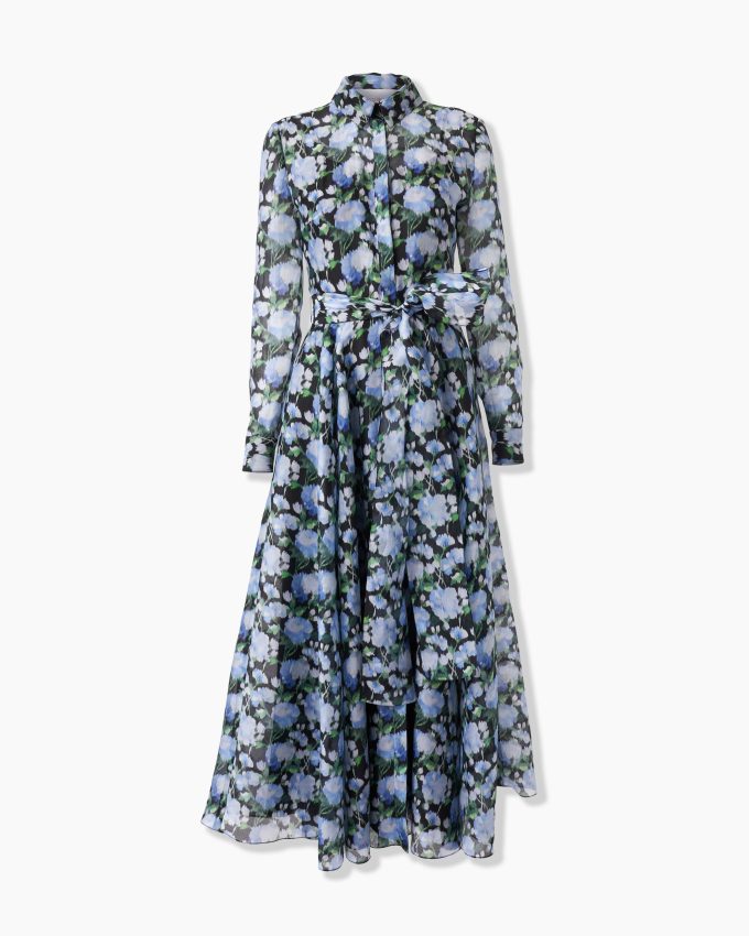 Peony-Print Trench Dress