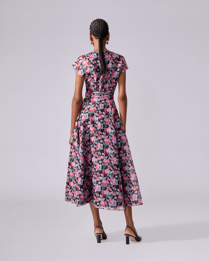 Peony-Print Midi Dress