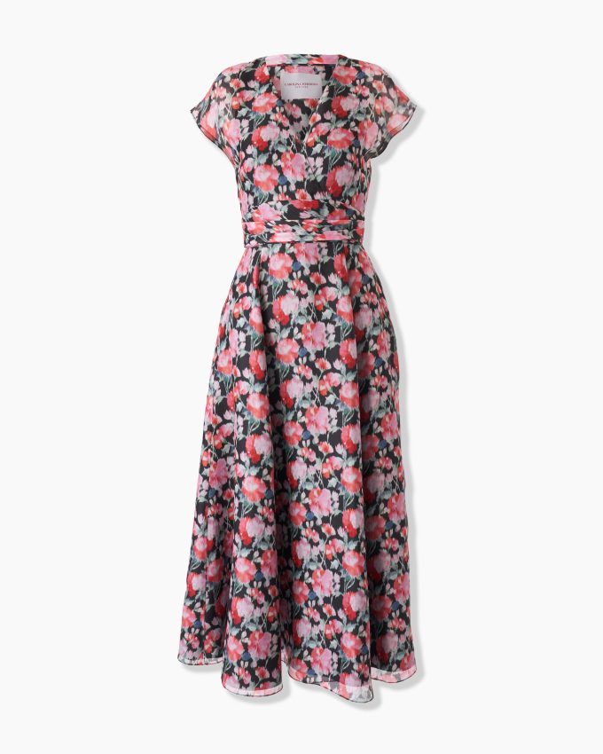 Peony-Print Midi Dress