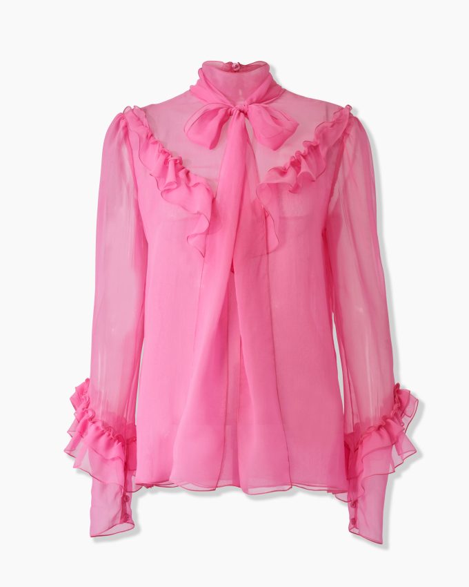 Chiffon Turtleneck with Bow