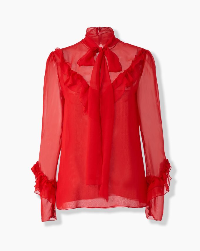 Chiffon Turtleneck with Bow
