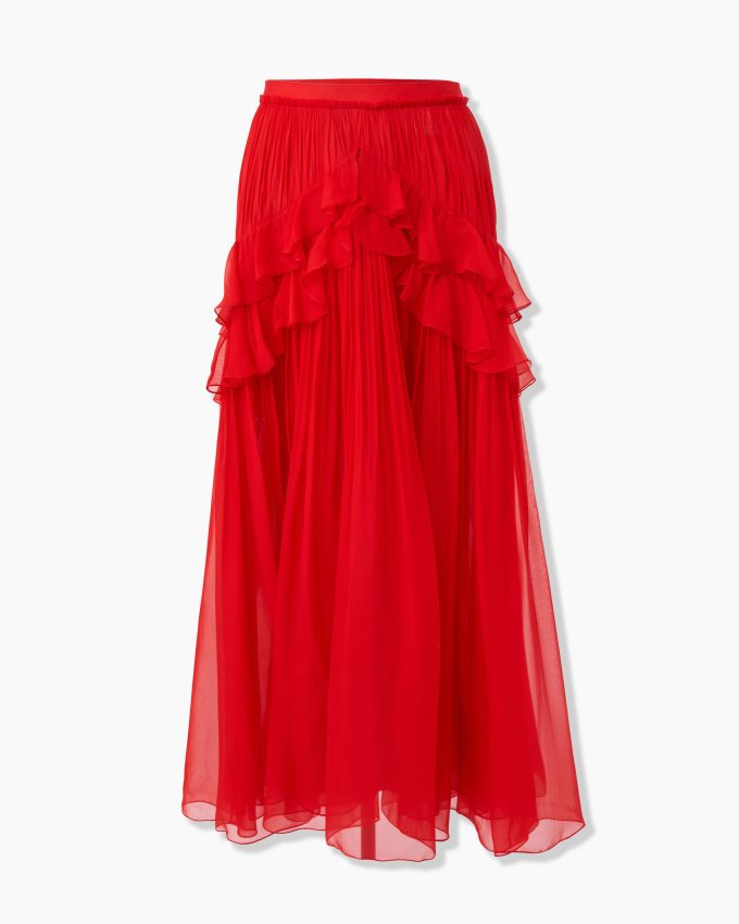 Pleated Chiffon Midi Skirt