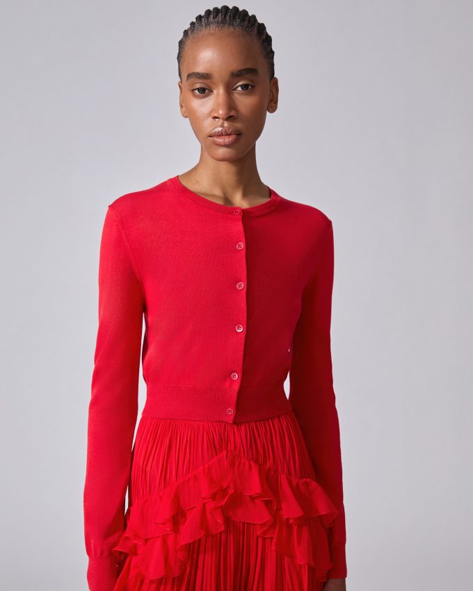 Pleated Chiffon Midi Skirt