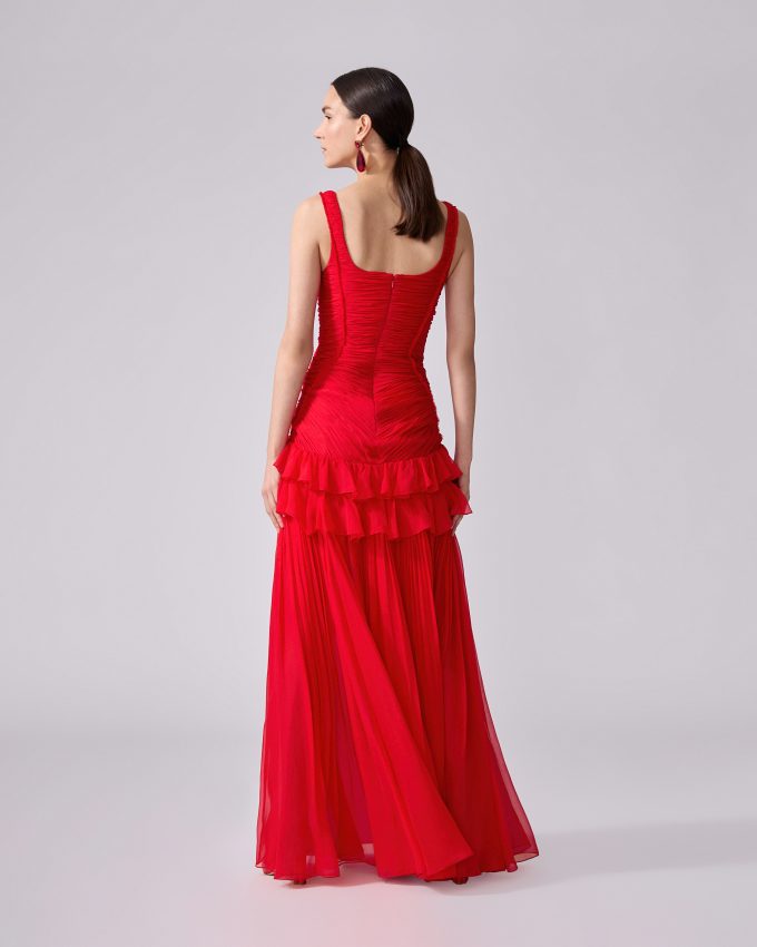 Pleated Chiffon Evening Gown