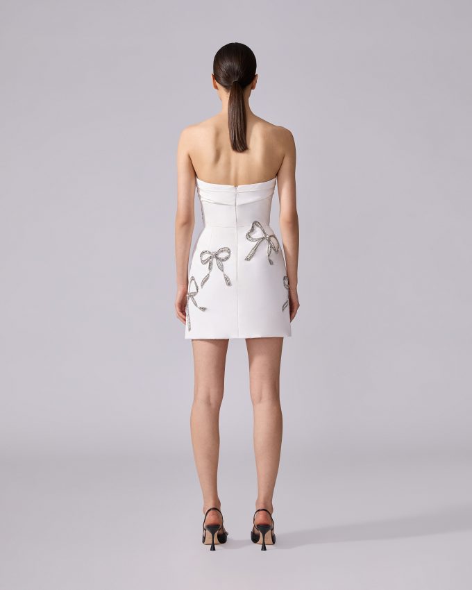 Bow-Embroidered Mini Dress