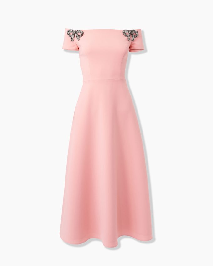 Bow-Embroidered Midi Dress