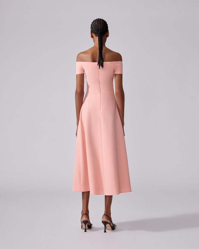 Bow-Embroidered Midi Dress