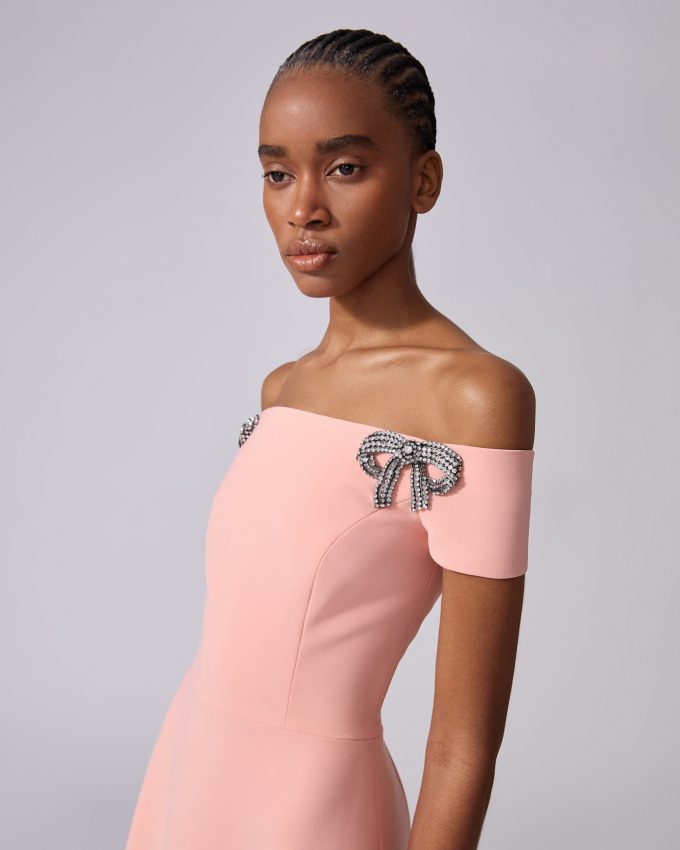 Bow-Embroidered Midi Dress