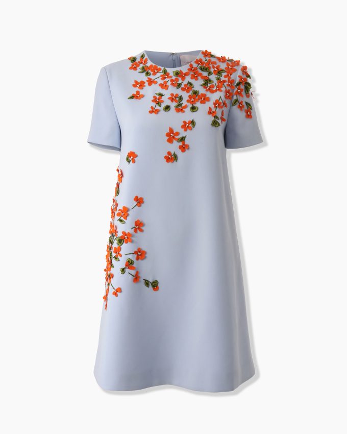 Floral-Embroidered Mini Dress