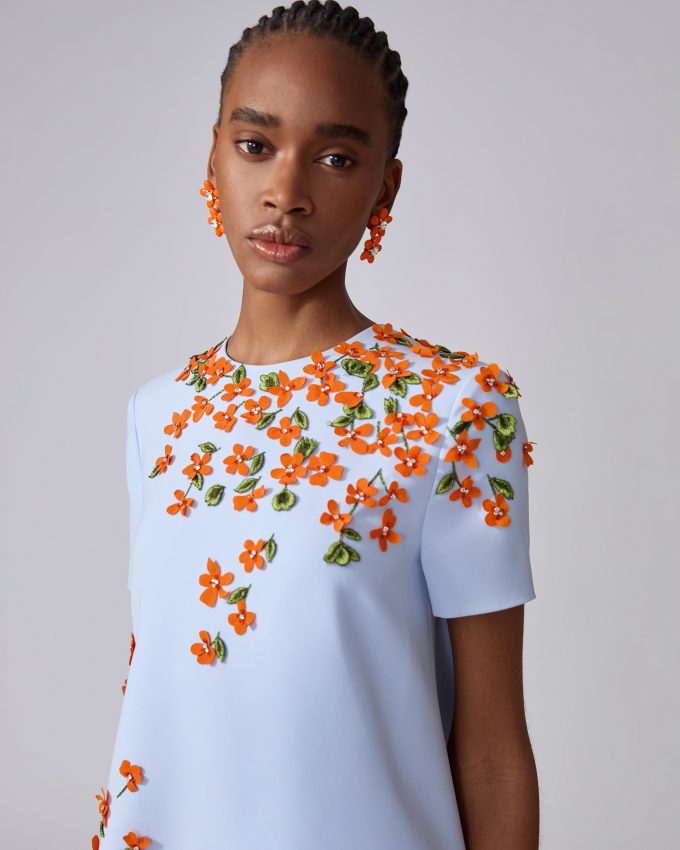 Floral-Embroidered Mini Dress