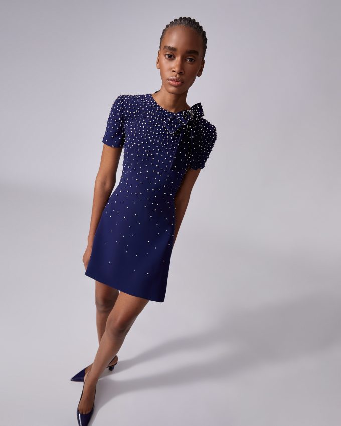 Crystal-Embroidered Mini Dress