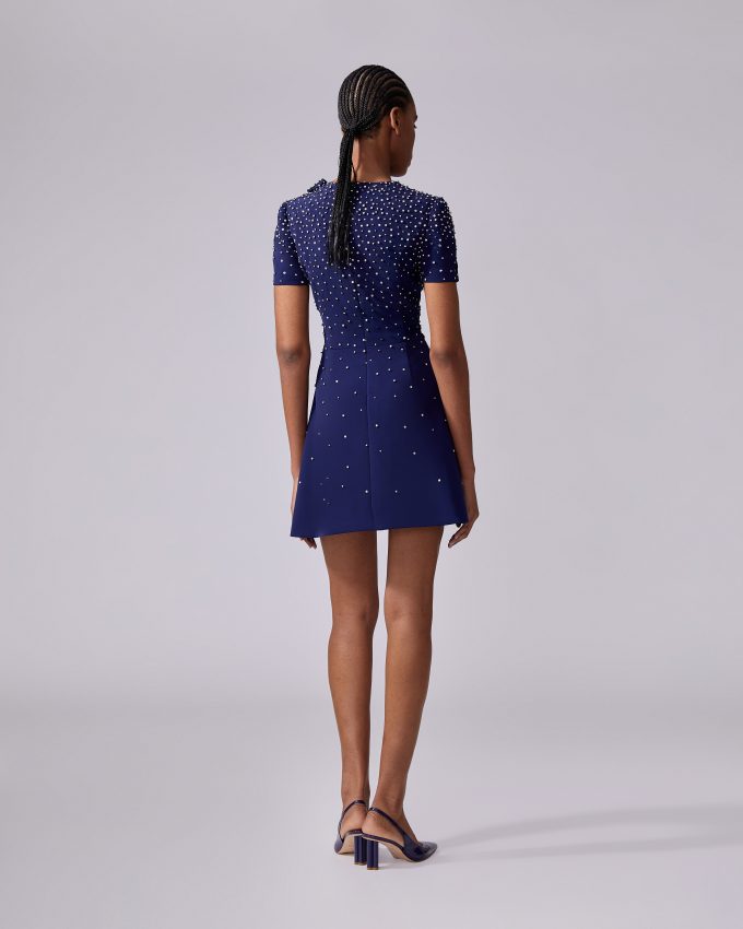Crystal-Embroidered Mini Dress