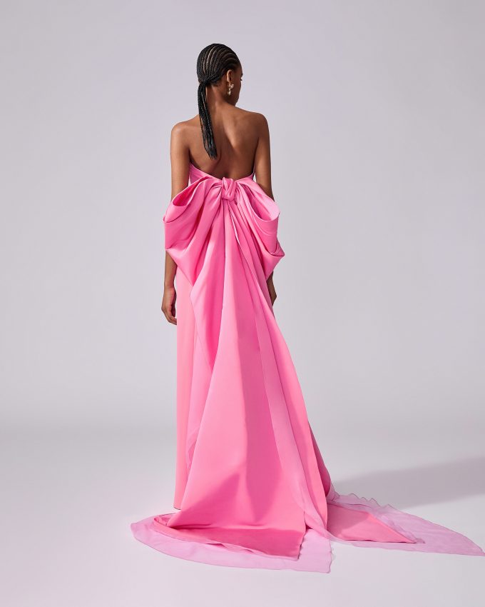 Column Gown with Bow Train