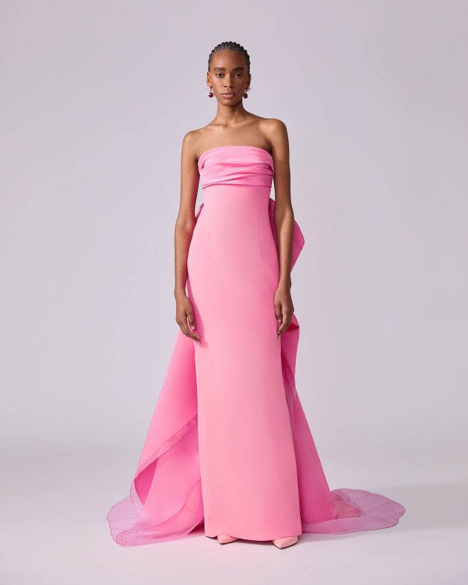 Column Gown with Bow Train
