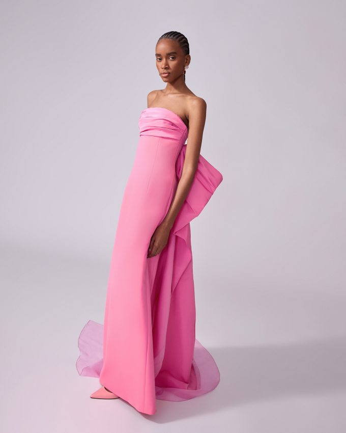 Column Gown with Bow Train