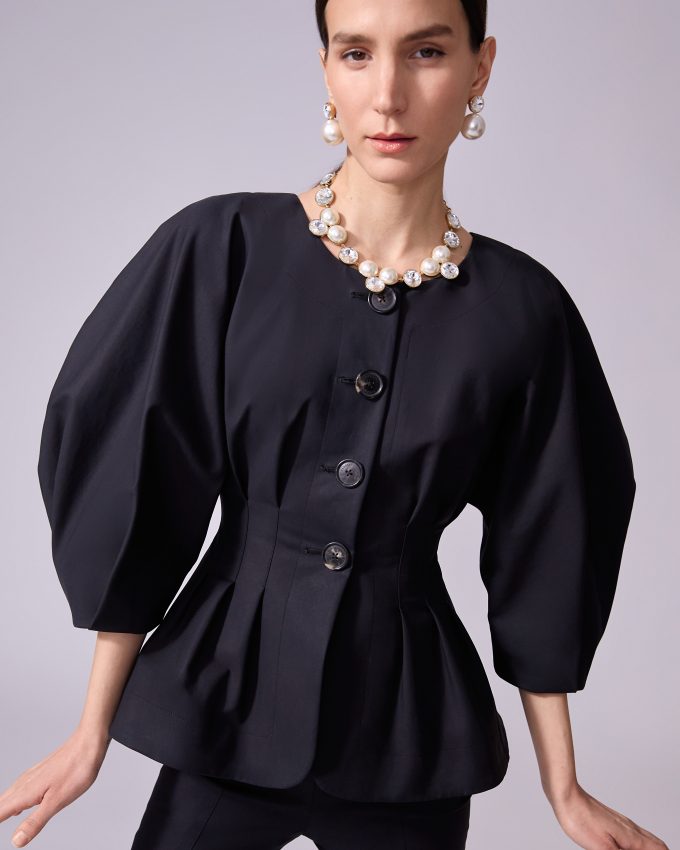 Puff-Sleeve Pleated Jacket