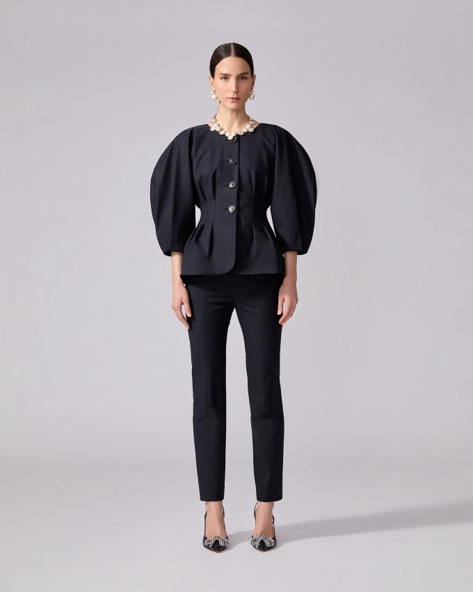 Puff-Sleeve Pleated Jacket