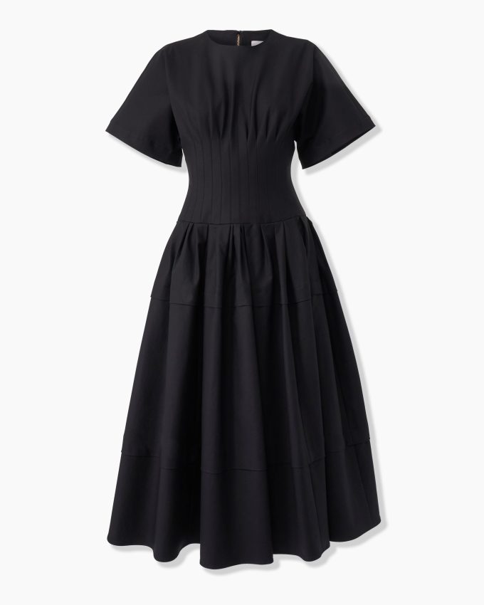 Pleated Waist Midi Dress