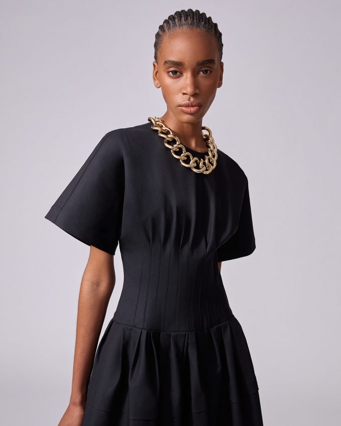 Pleated Waist Midi Dress