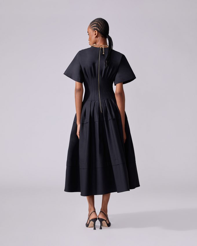Pleated Waist Midi Dress