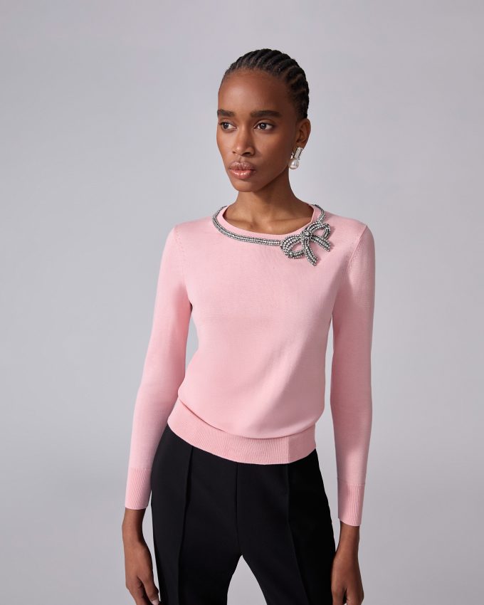 Crystal-Embroidered Sweater