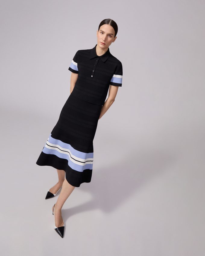 Striped Knit Polo Shirt