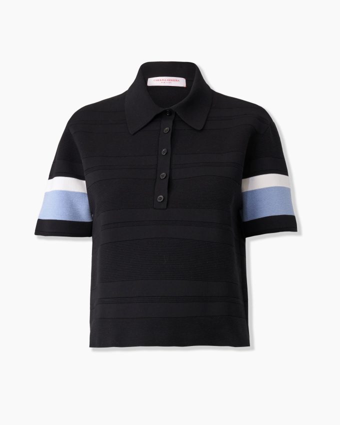 Striped Knit Polo Shirt