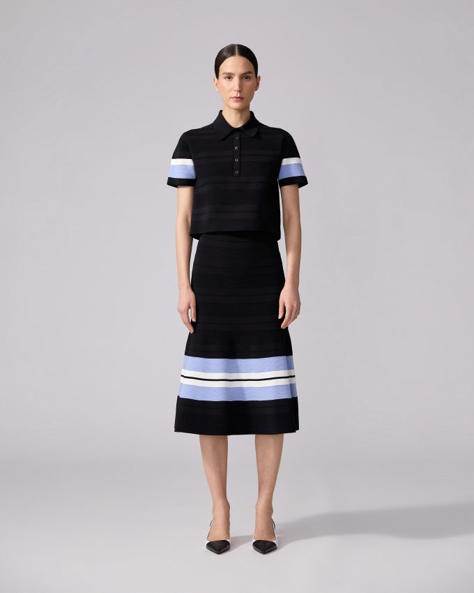 Striped Knit Polo Shirt