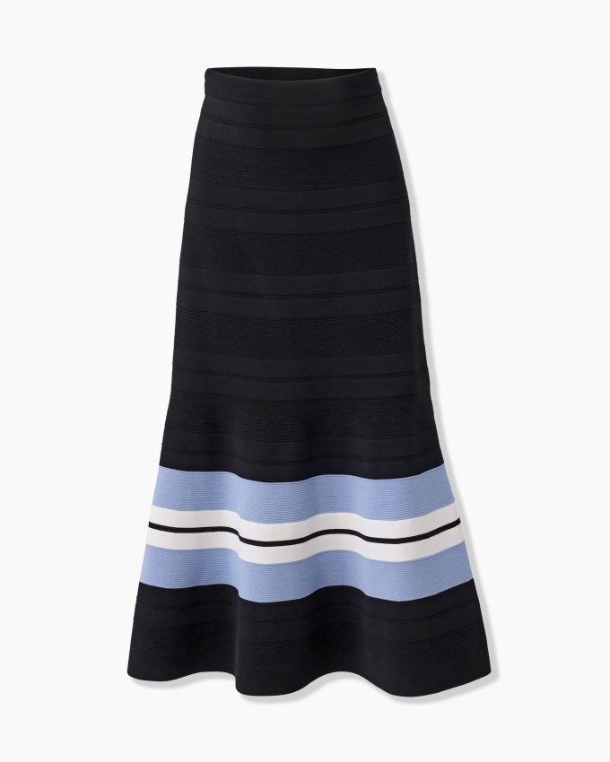 Striped Knit Trumpet Skirt