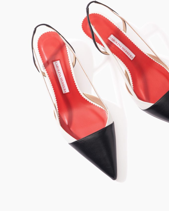 Leather Slingback Kitten Heels