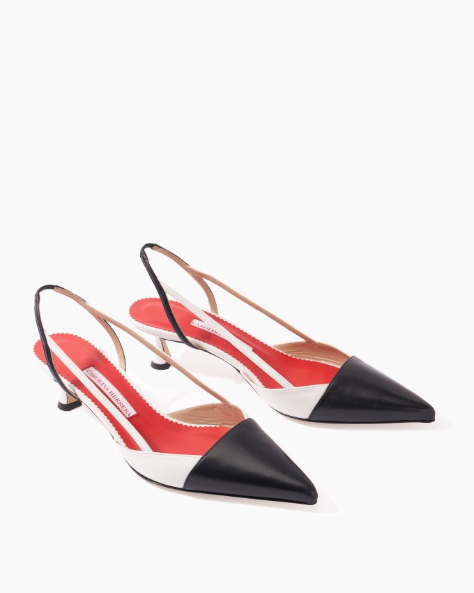Leather Slingback Kitten Heels