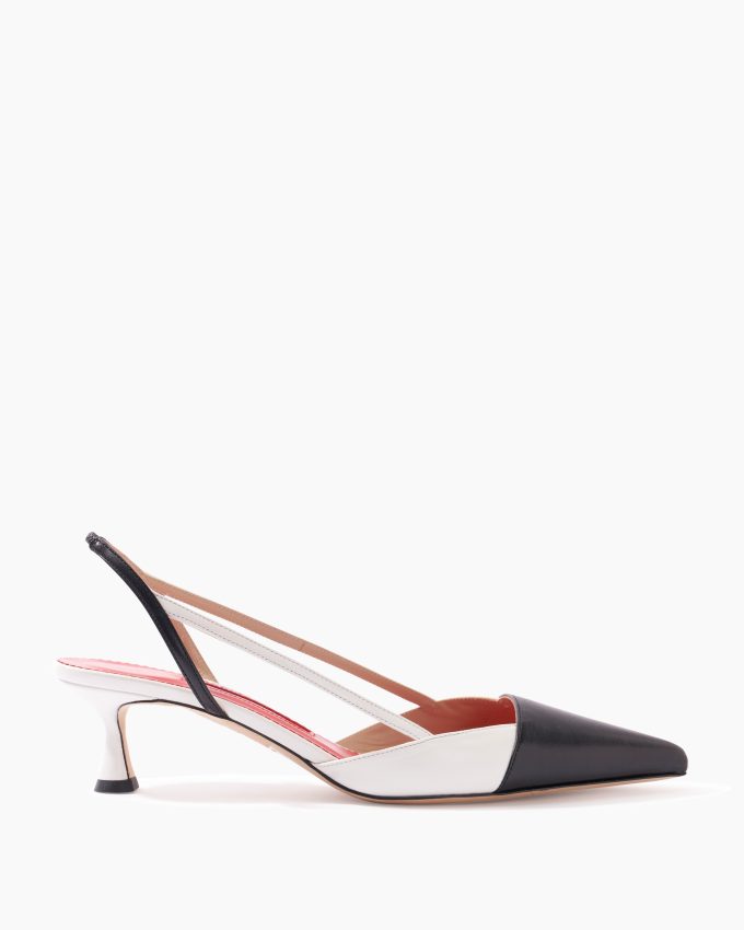 Leather Slingback Kitten Heels
