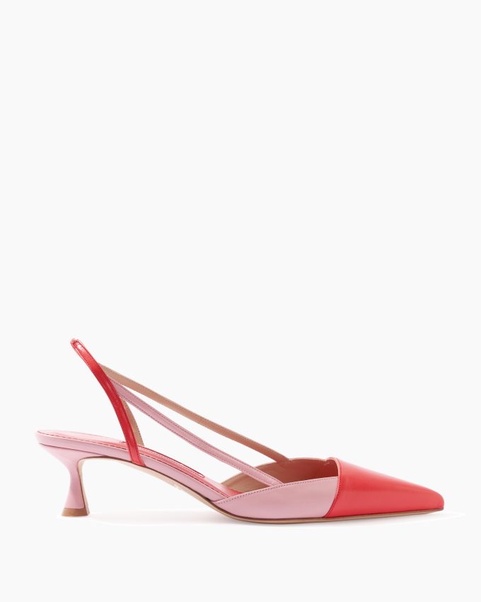 Leather Slingback Kitten Heels